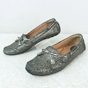 CLARKS Artisan Dunbar Cruiser Pewter Snake Embossed Leather Loafers